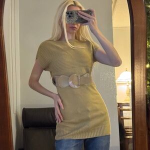 Y2K style Yoki Mustard Ribbed Knit Top